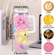1pc 40oz Kawaii Tumbler With Straw And Lid, Double Wall Insulated Stainless Steel Water Bottle, Large Capacity Travel Mug, Portable Insulated Vacuum Cup, Suitable For Outdoor Travel, Ideal Gift For Women Men