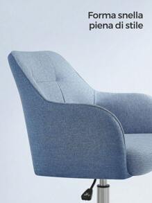 SONGMICS Sedia da Studio in Casa, Sedia Girevole, Regolabile in Altezza, Portante di 110 kg, Struttura in acciaio, Tessuto Cotone-lino Respirante, Studio, Camera da Letto, Blu