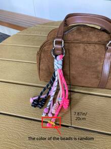 1 peça Acessório de design original - Chaveiro criativo e divertido, Chaveiro de corda feito à mão, Presente fofo, Pingente de bolsa trançado, Estilo único, Essencial para jovens trabalhadoras de escritório, Corda da sorte, Corda de pérola aleatória