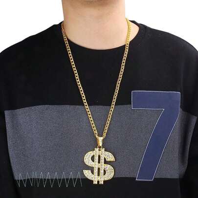 1x grote hanger ketting met dollarteken in hiphop-stijl