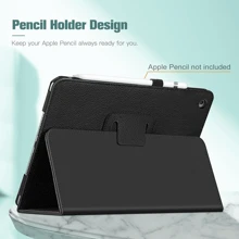 Apple Case Compatible With Samsung Galaxy Tablets / IPad / Redmi Pad Se , Folding Stand Shockproof Smart Cover With Pencil Holder [Auto Sleep/Wake] Kickstand PU Leather Full Body Protective Cover (Black)