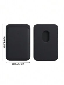 Text Customization: Simple And High-End Solid Color Leather Card Bag, Phone Back Sticker, Magnetic Leather Card Clip, Phone Back Sticker, Compatible With Apple Magnetic Card Bag, Card Cover, Card Holder, ID Card Holder