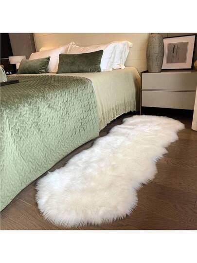 Faux Fur Vloerkleed Sheepskin Shag Fluffy Fuzzy Wit Runner Rugs Bedroom Bedside Bed Vloer Living Room Plush High Density Cushion Tapijt Super Sofa Hoes