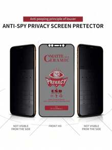 2 件磨砂隐私陶瓷软膜和 1 件手机壳，无气泡，易于粘贴，无指纹，兼容 /Galaxy//Redmi/Poco//Honor，磨砂防偷窥屏幕保护膜软膜，非玻璃 - 2Pcs privacy+1Pcs Phone case - 查看 4