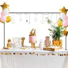 Suporte de Haste sobre a Mesa com Grampos, Ajustável, 95cm de Altura, 240cm de Comprimento, Arco de Mesa de Metal Preto para Pendurar Balões para Decoração de Casamento, Aniversário, Halloween, Natal