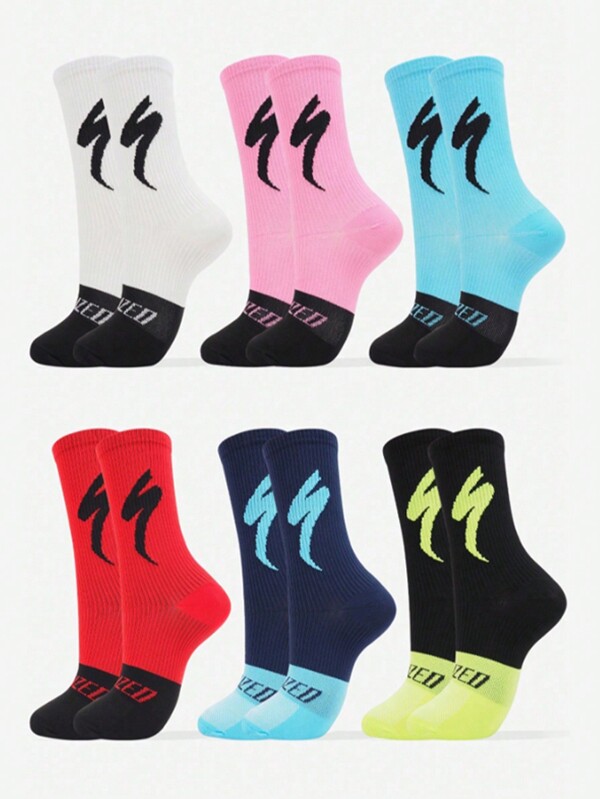 1pair/2pairs/3pairs/4pairs Plain Casual Sports Compression Socks, Christmas Reindeer Design, Comfortable Breathable Hiking Running Socks For Men, Daily Wear & Business, For Gym, Fall