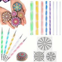 16PCS Mandala Dotting Tools Set For Painting Rocks, Mandala Art & Ceramic Pottery Craft - Includes Dotting Tools, Acrylic Rods, Stencils - Durable Plastic, Uncharged Power Mode - 16pcs - View 1