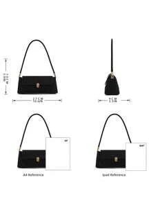 新款法式时尚女士腋下包，复古简约法棍包，高品质百搭女士单肩包 - 黑色 - 查看 2