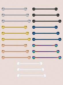 CIZME 3 件装 14G 工业耳环 男女款 不锈钢工业杠铃工业穿孔首饰 工业杆 32 毫米 35 毫米 38 毫米 1 1/2 英寸 银色 玫瑰金 黑色 - Industrial Earrings - 查看 1