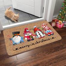 1pc Autumn Theme Doormat, Dwarf Autumn Element Pattern Slip-Resistant Outdoor Decorative Carpet Mat, Thanksgiving & Halloween Decor, Home Autumn Decoration