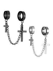 不锈钢链耳环，个性化十字架耳环，流苏耳环，独特时尚耳环，圣诞节、新年、情人节礼物 - 耳環/耳夾 - 查看 8