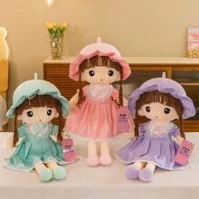 1pc Lovely Dress With Bowknot Plush Doll Pillow, Cute Cloth Doll Stuffed Heart Rabbit Doll Pillow Birthday Gift, Plush Doll, Home Decoration - Multicolor - View 9
