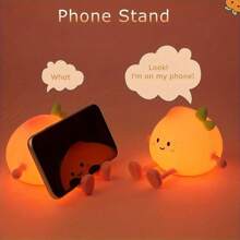 Peach Night Light Silicone Dimmable Touch Night Light, Rechargeable Cute Night Light, Sleep Light, Bedside Lamp, Cute Desktop Decoration For Women, Birthday Christmas Gift - Quả đào - Xem 9