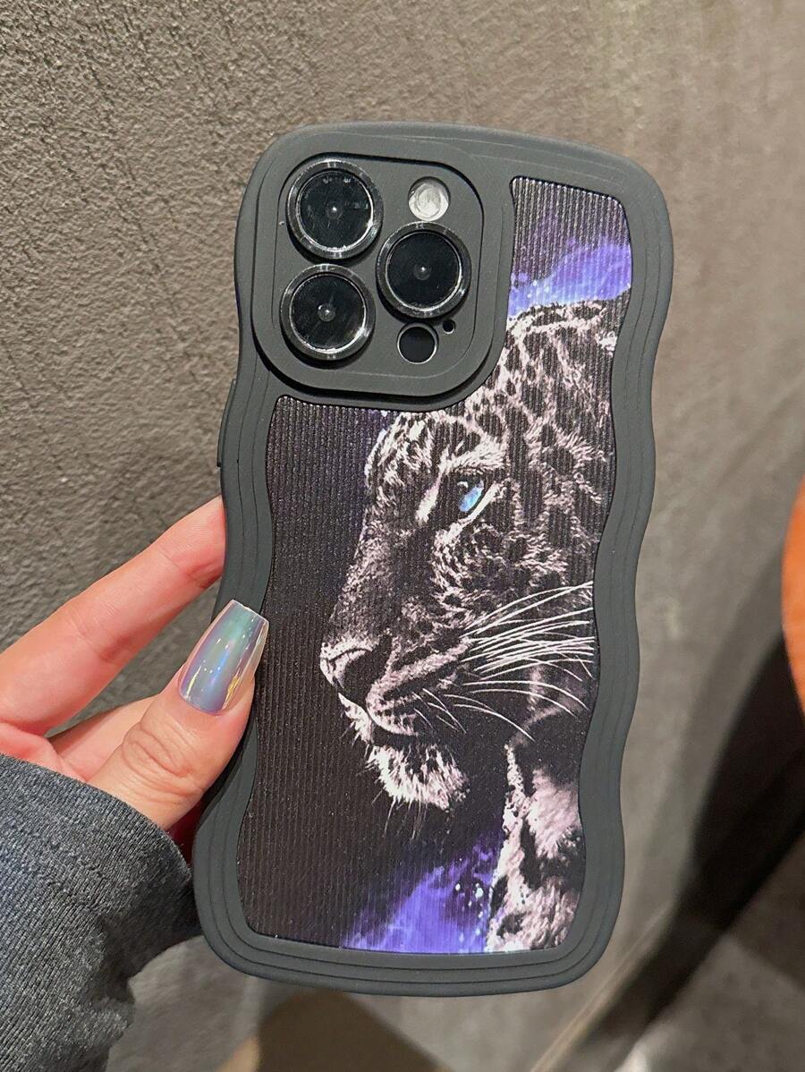 Fierce Animals Leopard Pattern PU Leather Protective Painted Phone Case Compatible With Apple Smartphones - Multicolor - View 1
