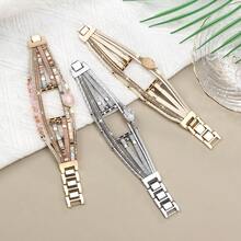 Vòng đeo tay bằng da Boho CHARMINGO tương thích với dây đeo đồng hồ Apple dành cho nam nữ 38mm 40mm 41mm 42mm 44mm 45mm 49mm - Dây đeo đồng hồ Apple nhiều lớp sang trọng cho dây đeo đồng hồ Apple dễ thương Series 9 8 7 6 SE Ultra 2 5 4 3 2 1 - Bạc - Xem 3