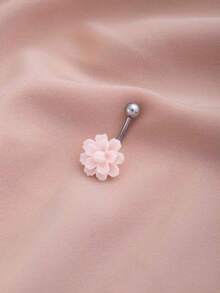 1 件牡丹花肚脐钉不锈钢女士防过敏时尚花朵肚脐钉身体首饰日常佩戴 - 彩色 - 查看 6