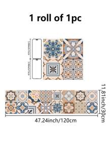 1 Cuộn Giấy Dán Tường Trang Trí Phong Cách Bohemian Cổ Điển, Chống Thấm Nước, Chống Dầu, Dễ Vệ Sinh, Chịu Nhiệt, Có Thể Tháo Rời Và Tái Sử Dụng, Thích Hợp Cho Cải Tạo Phòng Khách, Phòng Ngủ, Nhà Bếp Và Phòng Tắm, 3 Kích Thước Tùy Chọn: 11,81*47,24 Inch - Nhiều màu - Xem 12