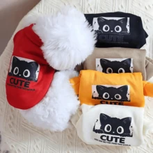 Áo hoodie chui đầu, họa tiết mèo hoạt hình đáng yêu, ấm áp và dày, thích hợp cho thú cưng như chó Poodle và mèo, thiết kế thời trang - trắng - Xem 1