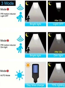 1/2/4/6/8pcs 太阳能户外灯，7700W 6 面板 72 COB 灯，庭院壁灯，Y 户外露营灯，太阳能景观灯，黑壳白光，18650 高容量电池，ABS 材料，3 种调光模式。持久照明户外壁灯，防水，商业照明，可调节运动传感器和遥控器，适用于商业街道、家庭庭院、户外通道、花园、车库和装饰照明 - 白光-72COB - 查看 10
