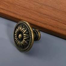 2个/4个/8个/10个/12个装锌合金单孔抽屉拉手，复古青铜色和现代风格抽屉柜门装饰圆形图案旋钮