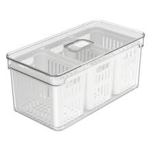 Clear Fresh Refrigerator Organizer With 3 Baskets 5L Kitchen Food Storage OR - Colorless - không màu - Xem 1