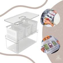 Clear Fresh Refrigerator Organizer With 3 Baskets 5L Kitchen Food Storage OR - Colorless - không màu - Xem 2