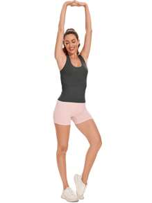 Workout Tank Tops For Women Sleeveless Gym Tops Seamless Racerback Athletic Yoga Shirts - 深灰色 - 查看 4