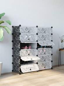 SONGMICS Scarpiera Componibile, Scaffale Modulare con 12 Scomparti, Armadio Fai da Te Mobiletto Portaoggetti, Ogni Scomparto di 40 x 30 x 17 cm, Rete Meta*llica, Nero - nero - Visualizzare 6