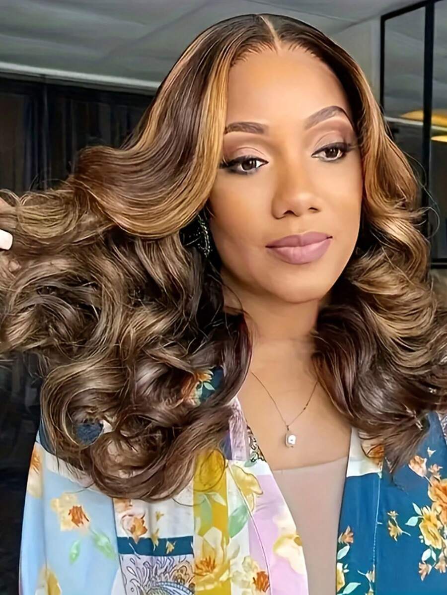 Eulisi 4/27 高光渐变色蕾丝前假发 人发 180 密度 13*4 3D 波浪卷发假发 蜜金色蕾丝前假发 人发 螺旋卷发 蕾丝前假发 女士人发 已拔婴儿头发