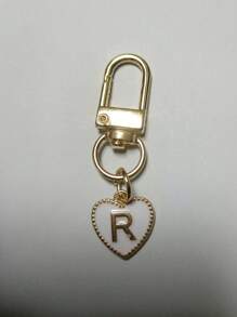 Breloc cu pandantiv inimă cu litere, pandantiv pentru geantă cu litere inițiale A-Z, breloc din aliaj cu farmec de modă, cu carabină, suport pentru chei inițiale personalizate pentru rucsac, portofel, husă pentru căști, pentru prieteni, familie și cupluri, cadou ideal