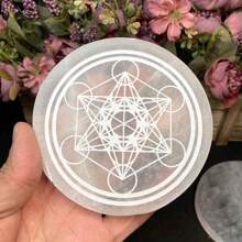 1PC 10CM Natural Crystal Selenite Slice Slab Sun Moon White Gypsum Charging Plate Cleansing Tree Of Life Energy Stone Meditation Divination Fengshui