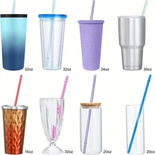 10 confezioni di cannucce di plastica riutilizzabili, chiare e trasparenti, con spazzolino per bicchieri da 20 oz e 30 oz