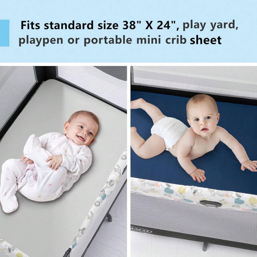 2PCS/Set Mini Crib Fitted Sheets Soft Knit Microfiber Mini Crib Sheets