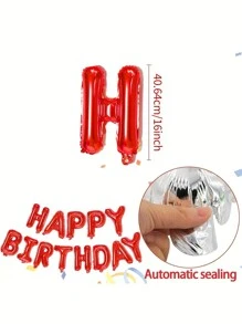 12pcs/Set Red "Happy Birthday" Balloon Banner, Birthday Party Decorations, Photo Prop, Celebration Decor, Birthday Gifts, Atmosphere Decor, Home Decoration, Scene Decor