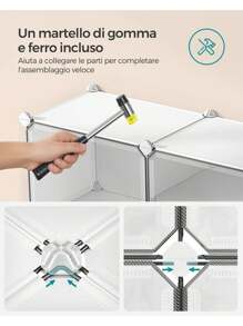 SONGMICS Scarpiera, Scaffale Portaoggetti Modulare a 4 Scomparti, Scarpiera da Ingresso Salvaspazio con Divisorio Regolabile e Sportello, Scomparto di 30 x 40 x 30 cm, Bianco - Bianco - Visualizzare 5
