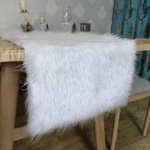 1 tấm khăn trải bàn lông trắng, trang trí lò sưởi, phông nền chụp ảnh cho Giáng sinh, đám cưới, sử dụng tại nhà vào mùa đông - trắng - Xem 2