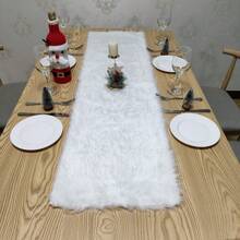1 tấm khăn trải bàn lông trắng, trang trí lò sưởi, phông nền chụp ảnh cho Giáng sinh, đám cưới, sử dụng tại nhà vào mùa đông - trắng - Xem 6