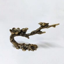 1pc Bronze-Color Chirping Bird On Tree Branch Backflow Incense Burner, Zen Style Incense Holder Decor - Bronze - View 13