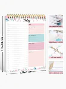1 tờ sổ kế hoạch hàng ngày, sổ tay ghi chép danh sách việc cần làm đơn giản với 52 tờ, sổ kế hoạch hàng ngày xé rời không ghi ngày, sổ kế hoạch 6,5" X 9,8" sổ ghi chú năng suất cho công việc và cá nhân được sắp xếp - Nhiều màu - Xem 7
