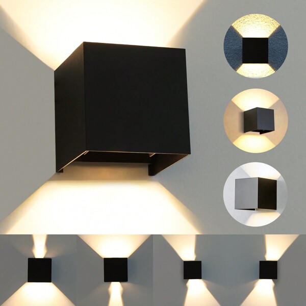 OYAJIA LED Wandlampe 10W Wandleuchte Innen Aussen Wasserdicht IP65 Außenlampe 3000K Warmweiß Schwarz Up und Down Außenleuchte mit Einstellbarer Lichtstrahl für Wohnzimmer, Treppe, Schlafzimmer, Garten
