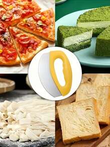1 pieza Cortadora de pizza de acero inoxidable extra afilada con brazo oscilante, cubierta y cubierta protectora - Picador de verduras y ensaladas de uso múltiple, herramienta de hornear de uso múltiple