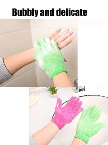4 Pieces Bath Body Cleansing Set, Including Sponge Silicone Double-Sided Bubble Brush, Fish Scale Pattern Three-Dimensional Sponge Bath Wipe, Gloves Five-Finger Scrub Bath Towel, For Bath, Bath Accessories, Exfoliation, Shower, Living Room Home Bedroom Bathroom Home Decoration, Travel Supplies, Weddings, Parties, Birthdays, Gifts - Multicolor - View 7