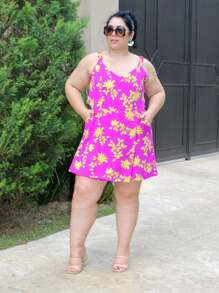 Women's Plus Size Jumpsuit Short Skirt With Printed Lining Summer - 顏色13 - 查看 3