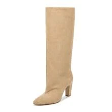 Wide Calf Knee High Boots For Women Chunky Heel Boots Slouchy Boots Long Boots Tall Boots - Apricot - View 1