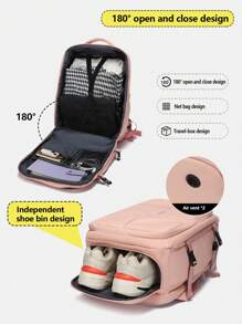 40L 可扩展飞行随身旅行背包 - 配有隐藏肩带、收纳袋和鞋袋的笔记本电脑包 - 适合女性和男性的耐用周末包圣诞节和新年礼物