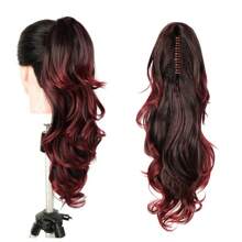 Elegant Synthetic Long Curly Claw Ponytail Extensions For Daily Use Hair Accessories Halloween Christmas - 玫瑰紅 - 查看 1