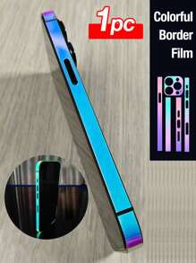 Yezodawee 1pc Luminous Frame Lens Stickers Luminous Colorful Side Protective Hydrogel Film Anti-Fingerprint Border Film Phone Film For IPhone15 Pro Max 1pc/Set Colorful Night Glow Frame Protector Film 16 Pro Max 14 Plus 13 12 - 1pc Sticker - View 2