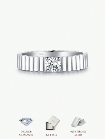 MODIAN D Color Moissanite Ring 925 Sterling Silver Wide Eternal Stackable Finger Rings For Women Unisex Fine Jewelry