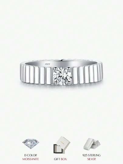 MODIAN D Color Moissanite Ring 925 Sterling Silver Wide Eternal Stackable Finger Rings For Women Unisex Fine Jewelry