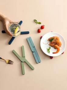 2 件装可折叠餐垫隔热垫家用硅胶杯垫防烫防水防滑桌垫 - 彩色 - 查看 2